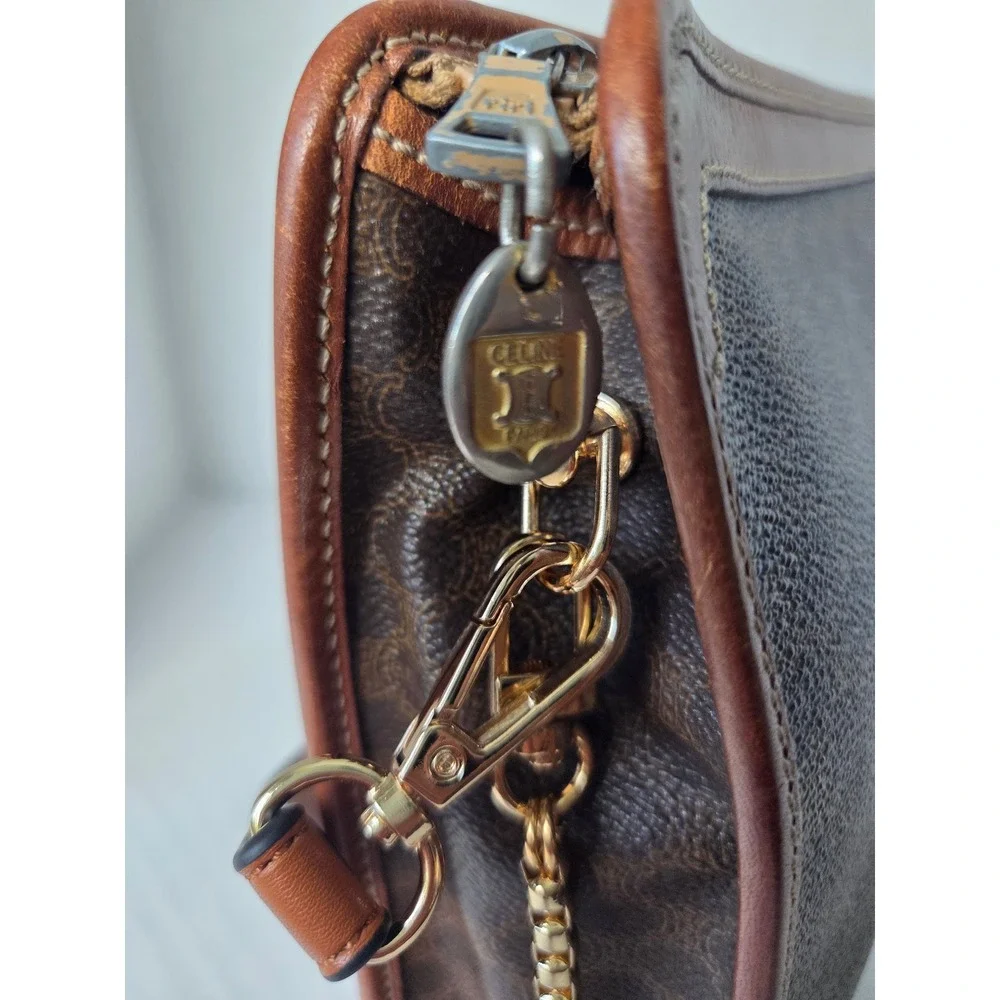 Celine Macadam Triomphe Vintage Shoulder Bag Brown Monogram Coated Canvas